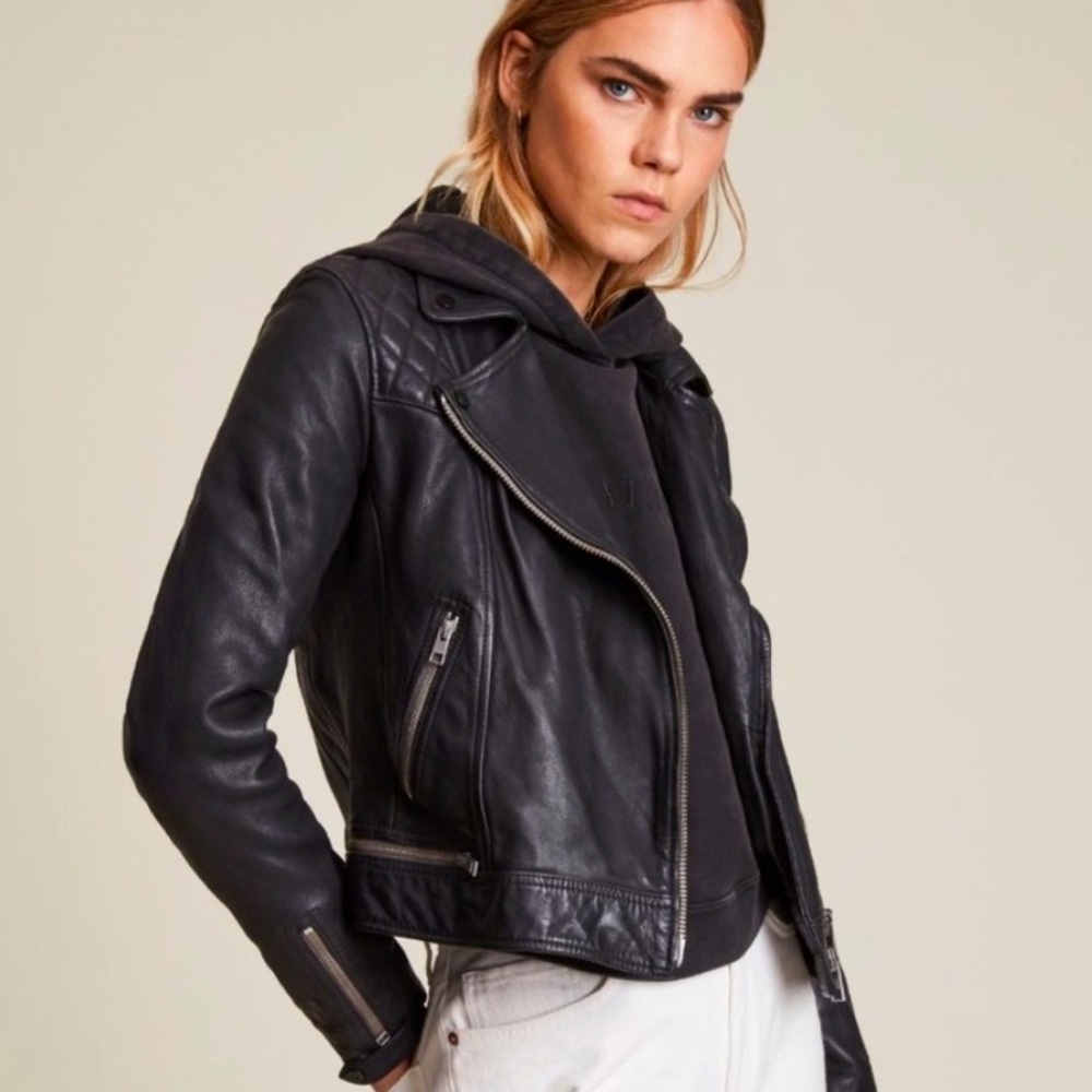 ALL SAINTS CONROY LEATHER JACKET SIZE 8